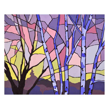 Birch Forest Purple Sunset