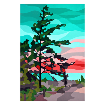 Beach Sunset Pine 24x36 Canvas Print