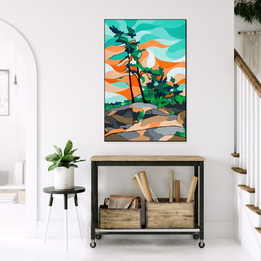 Teal Orange Pine 24x36 Canvas Print