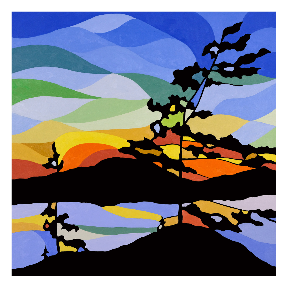 Rainbow Pine Silhouette Square