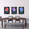 3 Panel Canvas Prints - Dark Roses Red, Purple, Blue