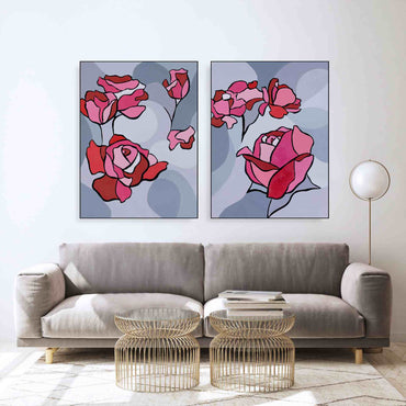 2 Panel Pale Roses I & II Canvas Prints