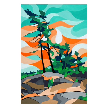 Teal Orange Pine 24x36 Canvas Print