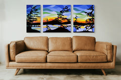 Rainbow Pine Silhouette 3 Panel Series