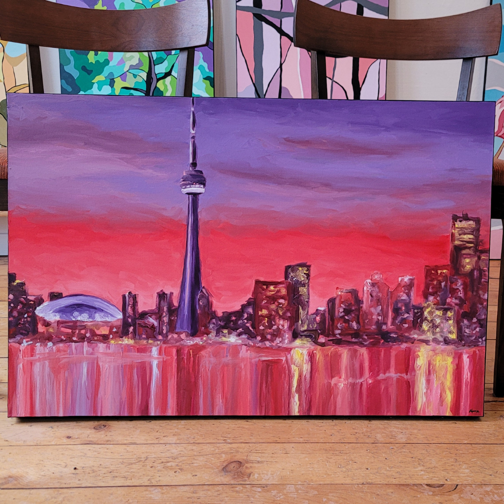 Toronto Skyline Impression 36"W X 24"H Oil Painting – Paint By Munzy