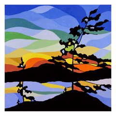 Rainbow Pine Silhouette Square 36